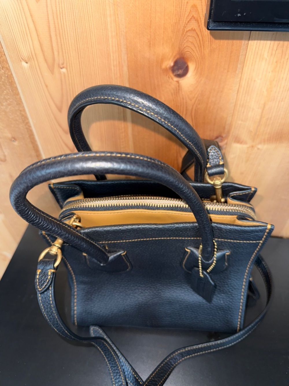 Coach Black Pebbled Leather Satchel with Gold Hardware - Picture 12 of 14